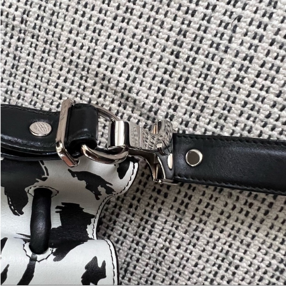 PROENZA SCHOULER Feather Print Leather Bucket Bag Black White - Picture 10 of 11